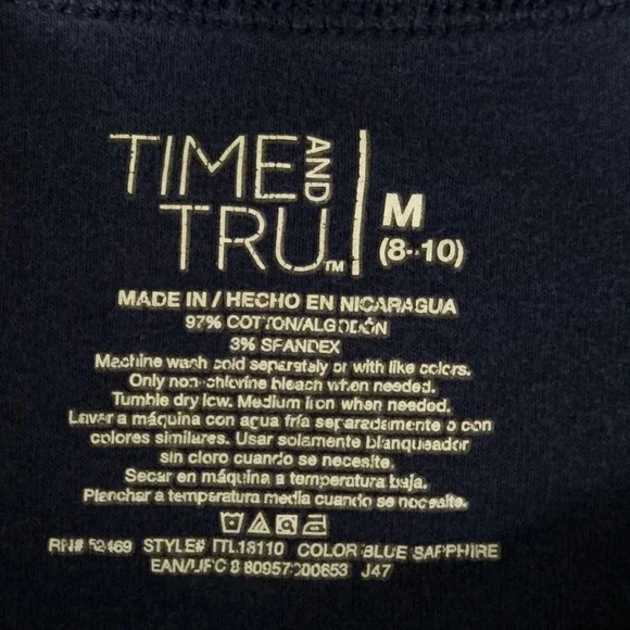 Time And Tru Tank Top Womens Medium Blue Scoop Neck Basic Stretch Shirt - Picture 9 of 9